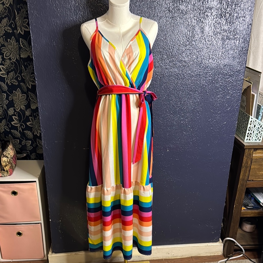 Multicolor Striped Maxi Dress
